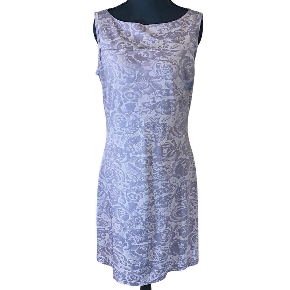 Vintage Y2K French Curve Lavender Floral Sleeveless Sheath Dress 90s whimsigoth